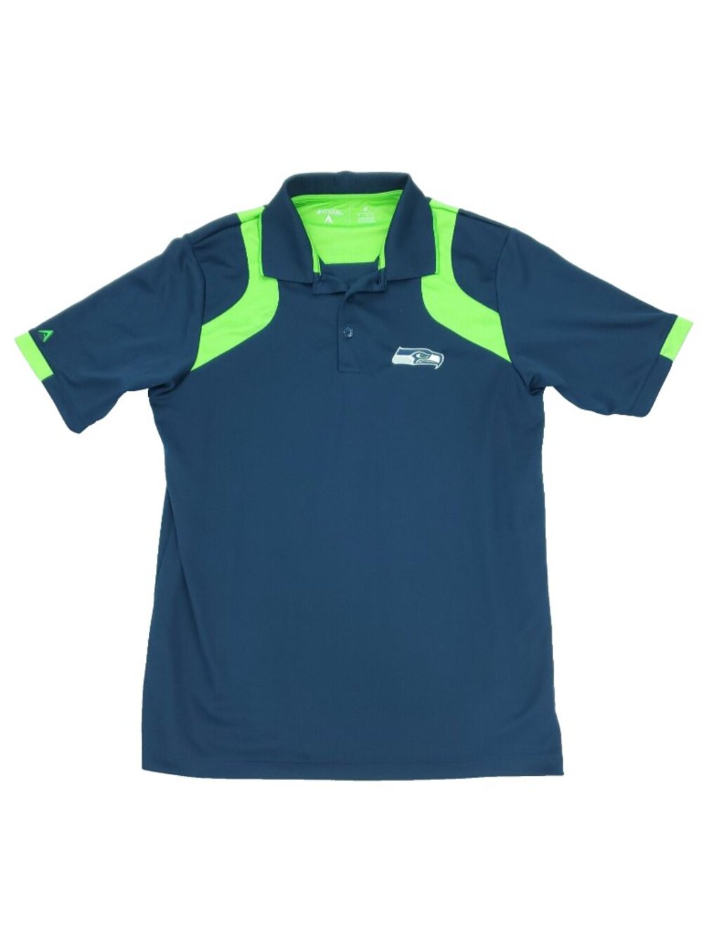 Antigua NFL Seattle Seahawks Polo Shirt Mens Medium Blue Green Short Sleeve